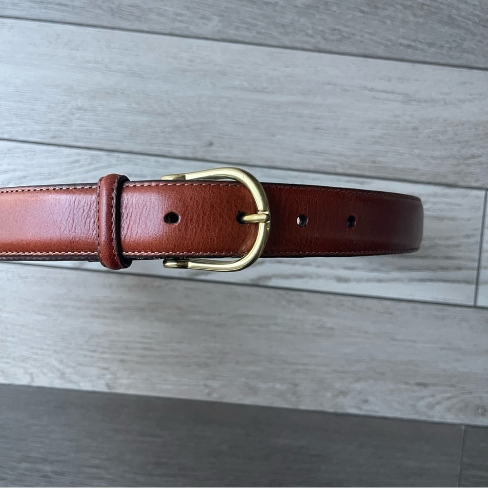 Laura Ashley Tan Leather Belt with Gold Buckle